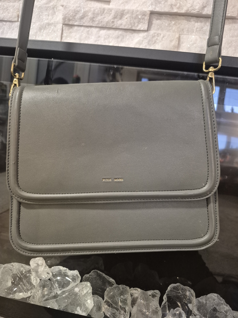 Pixie Mood Grey Leather Crossbody Bag